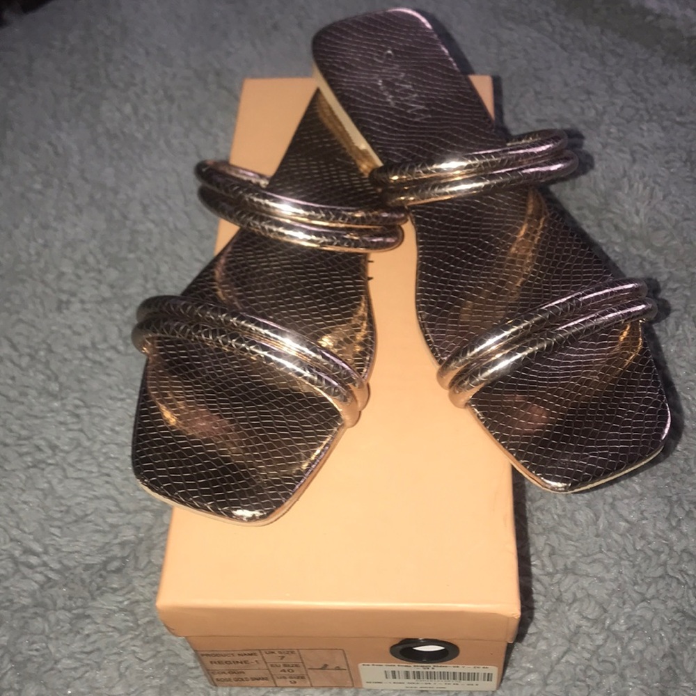 Rose Gold Snake Strappy Slides - Picture 2 of 2